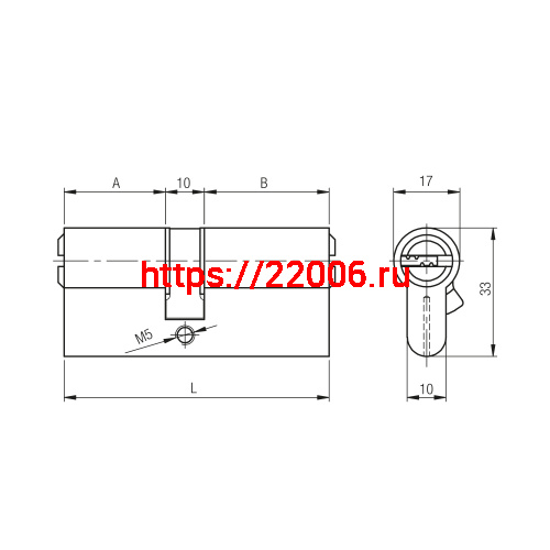 Цилиндровый Kale kilit (Кале килит) механизм 164 SN/80 (30+10+40) mm никель 5 кл. фото 3
