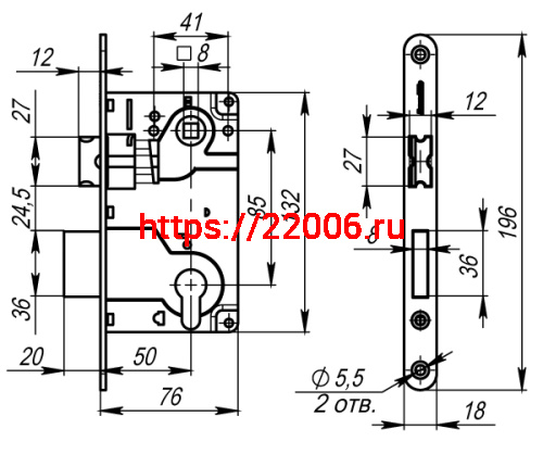 Корпус Armadillo (Армадилло) врезного замка c защёлкой METLH25-50 Box (LH 25-50) SG мат.золото фото 4