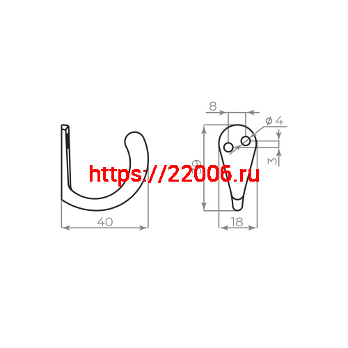 Крючок Ajax (Аякс) настенный MB-K-001 BN черный никель фото 2