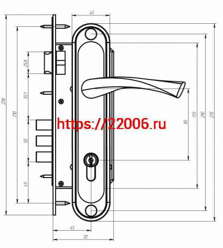Ручка дверная Zenit (Зенит) на планке РФ1-85.02 (85 мм) медь фото 2