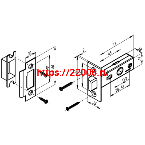 Защелка Punto (Пунто) врезная METL45-8 ( L45-8) GR графит фото 3