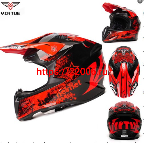 Мотошлем VIRTUE MD-902 Кросс красно-черный (S)
