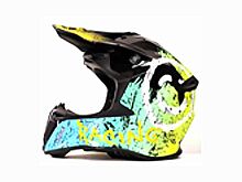 Мотошлем VIRTUE MD-902 Кросс черный с голубо-салатовым граффити (L)