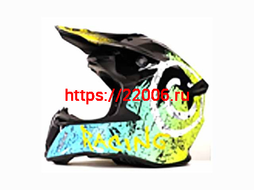 Мотошлем VIRTUE MD-902 Кросс черный с голубо-салатовым граффити (M)