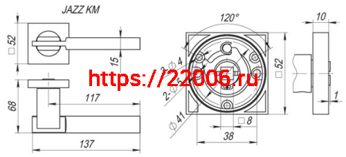 Ручка Fuaro (Фуаро) раздельная K.KM52.JAZZ (JAZZ KM) SN/CP-3 матовый никель/хром фото 2