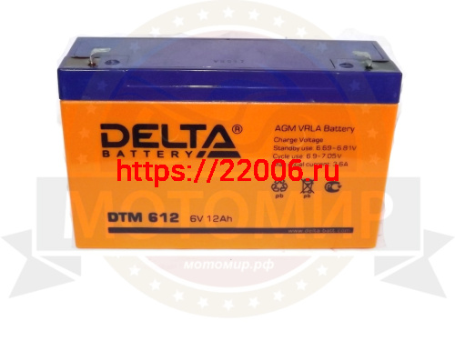 Аккумулятор  6В  12 А/ч, кислотный AGM ( Delta DTM 612)  для электро машинок(150х50х95)(НАБОР)