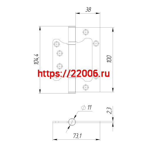 Петля Ajax (Аякс) универсальная без врезки IN4000W BL (100/P-2B 100x2,3) черный фото 4