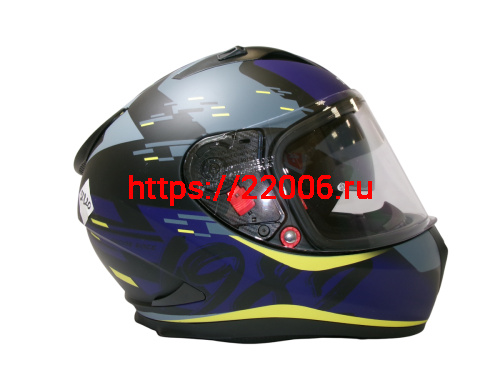 Шлем TVS RACING (Индия) STREET D/V DULL BLACK M.BLUE размер XL, + пинлок в комплекте, очки фото 5
