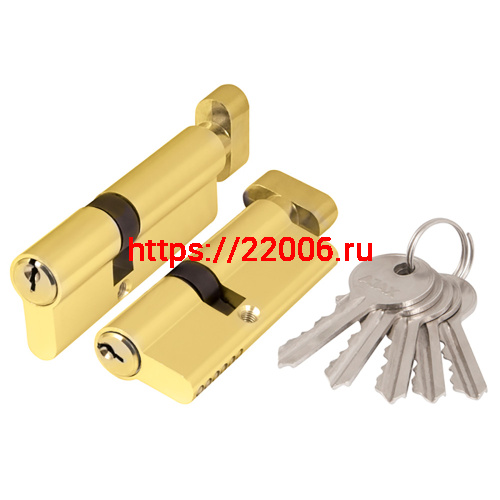 Цилиндровый Ajax (Аякс) механизм (AX102/60) AX1002Knob60 (25+10+25) PB латунь с вертушкой