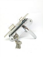 Замок Zenit (Зенит) врезной цилиндровый с защёлкой в комплекте с ручкой ЗВ7-70.4-02 (хром), 5 кл.