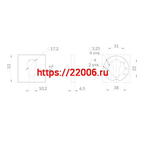 Накладка Punto (Пунто) под цилиндр ET.K.EST.Q52 SSC-16 сатинированный хром фото 3