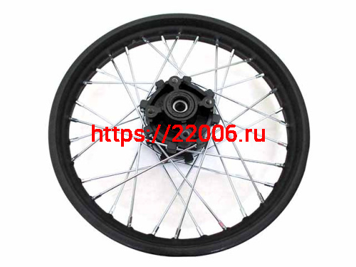Диск колеса задний стальной на спицах 1.85 - 16" обод черный, дисковый тормоз ось 15мм KAYO