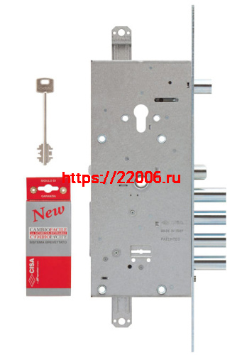 Замок Cisa (Чиза) врезной двухсистемный NEW CAMBIO FACILE 57.985.48 (тех.упак) с блок. от сув. мех-ма, кл. 44 мм фото 2