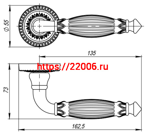 Ручка Armadillo (Армадилло) раздельная R.CL55.Bella (Bella CL2) FG-10 французское золото фото 4
