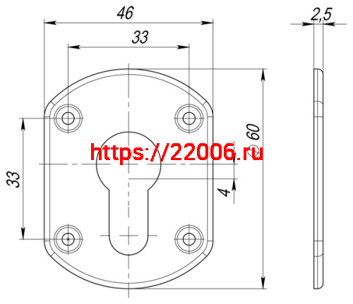 Накладка Fuaro (Фуаро) на цилиндр ESC.C+C/OV.set (ESC031) CP хром (2шт.) фото 2