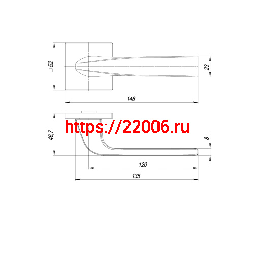 Ручка Punto (Пунто) раздельная K.ARC.Q52.SATURN SN-3 матовый никель фото 2