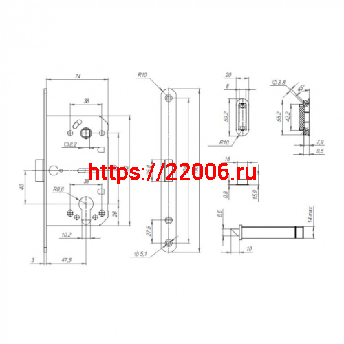 Корпус Punto (Пунто) замка ML85-50 WH (белый) фото 3