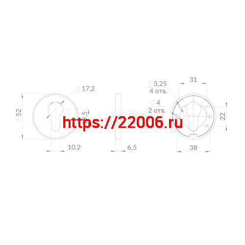 Накладка Punto (Пунто) под цилиндр ET.R.EST.R52 SSC-16 сатинированный хром фото 2