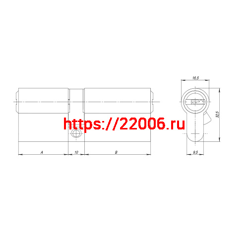 Цилиндровый Ajax (Аякс) механизм (AZ200/90) AZ2000Key90 (40+10+40) CP хром фото 3