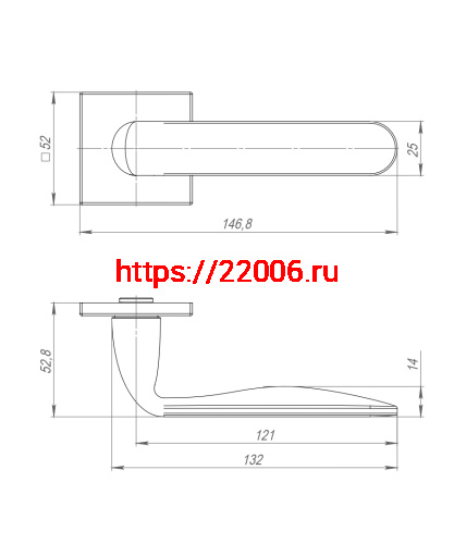 Ручка Punto (Пунто) раздельная K.ARC.Q52.EXTRA CP-8 хром ТРОСИК фото 4
