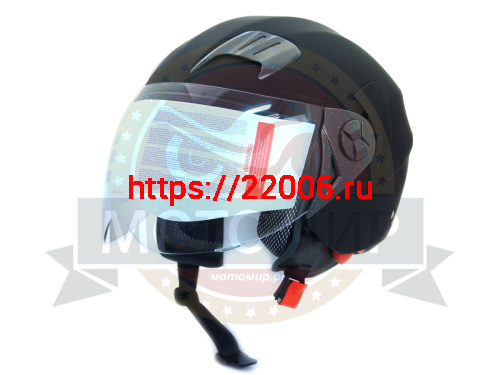 Шлем открытый "Safelead" HF-221 "колобки с доп. стеклом" мат. черный размер M