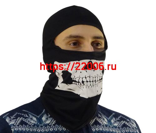 Подшлемник-балаклава (открыта только обл-ть для глаз, черн.цвета с белой имит-ей черепа 890002) Подшлемник-балаклава (открыта только обл-ть для глаз, черн.цвета с белой имит-ей черепа 890002)