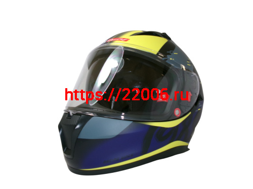 Шлем TVS RACING (Индия) STREET D/V DULL BLACK M.BLUE размер XL, + пинлок в комплекте, очки