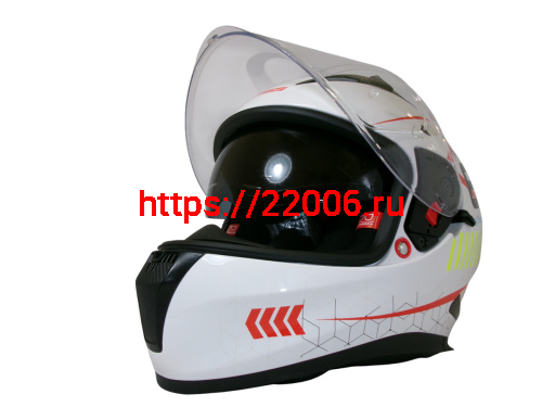 Шлем TVS RACING (Индия) STREET D/V WHITE YELLOW размер M, + пинлок в комплекте, очки фото 6