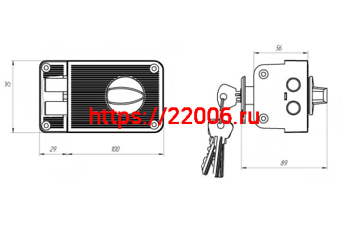 Замок Zenit (Зенит) накладной ЗН 1-3 медь фото 2