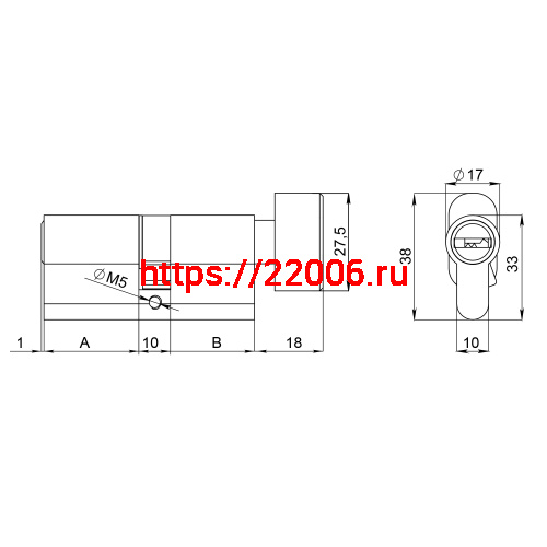 Цилиндровый Fuaro (Фуаро) механизм (200 ZM/90) 2000ZM Knob 90 (40+10+40) BL-24 черный 5Key с вертушкой фото 3