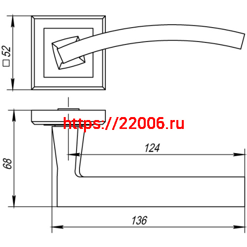 Ручка Punto (Пунто) раздельная K.QL52.NAVY (NAVY QL) SN/CP-3 матовый никель/хром фото 2