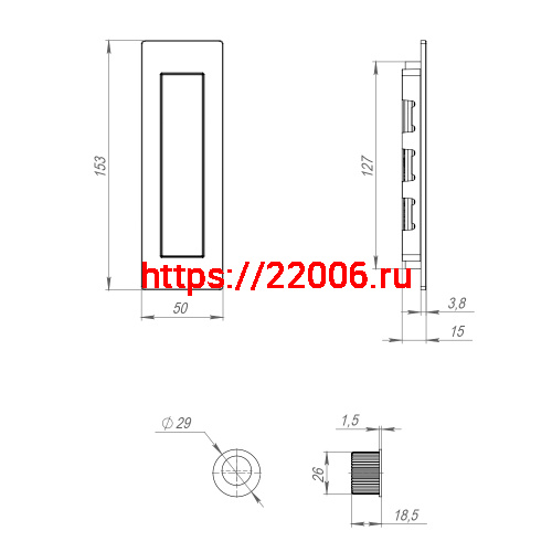 Ручка Armadillo (Армадилло) для раздвижных дверей SH.URB153.010 (SH010 URB) АВ-7 бронза фото 4