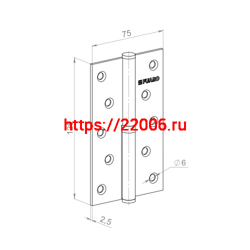 Петля Fuaro (Фуаро) съемная IN5430SL AB левая (413-5 125x75x2,5) бронза фото 2