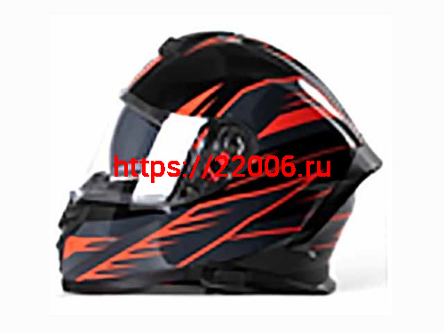 Мотошлем VIRTUE MD-820 закрытый с визором черный с серо-красным рисунком (L)