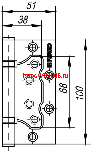 Петля Fuaro (Фуаро) универсальная без врезки IN4500W CP (500-2BB 100x2,5) хром фото 3