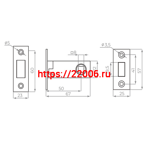 Защелка Ajax (Аякс) врезная MAGNLN50-8 AB бронза фото 2
