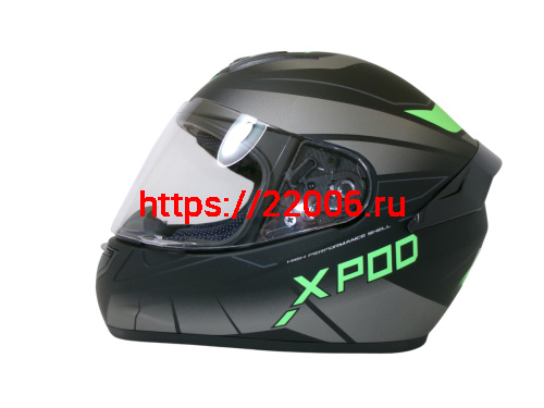 Шлем TVS RACING (Индия) XPOD DULL BLACK NEON GREEN размер M фото 2