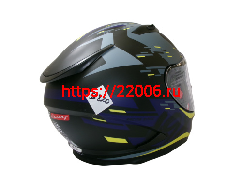 Шлем TVS RACING (Индия) STREET D/V DULL BLACK M.BLUE размер XL, + пинлок в комплекте, очки фото 4