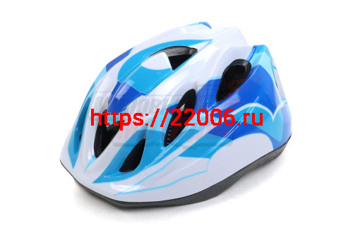Шлем Вело детский (цв. бело-синий) (размер 46-54см)