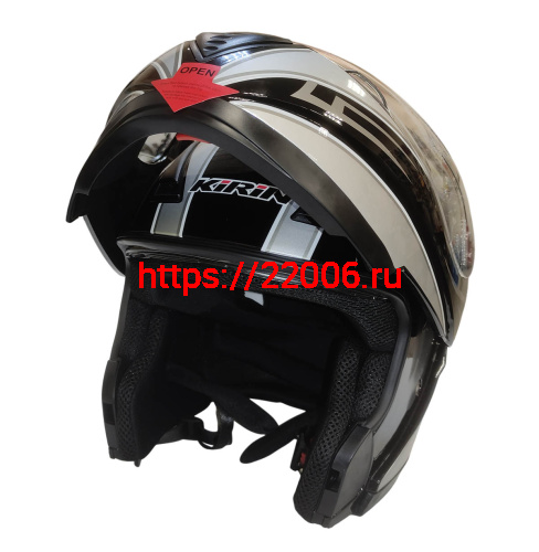 Шлем интеграл KIRIN K71, карбон, черный, красный, серый, размер М фото 3
