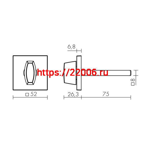 Ручка Fuaro (Фуаро) поворотная BKW8x75.K.TRG52 SSC-16 сатин хром фото 3