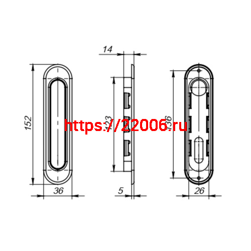 Ручка Punto (Пунто) для раздвижных дверей SH.SL152.010 (Soft LINE SL-010) SG матовое золото фото 3