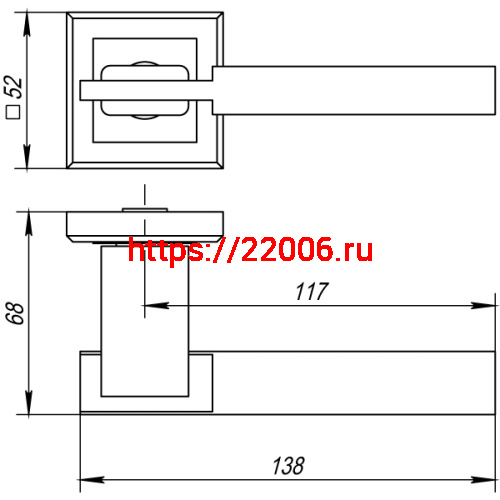 Ручка Punto (Пунто) раздельная K.QL52.CITY (CITY QL) SN/CP-3 матовый никель/хром фото 4