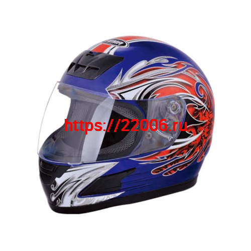 Мотошлем YM-802 синий (S) + дополнительное стекло синее