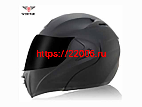 Мотошлем VIRTUE MD-808 трансформер с визором черный матовый с темным стеклом (S)
