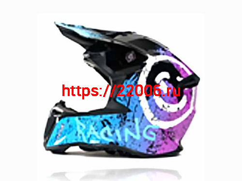 Мотошлем VIRTUE MD-902 Кросс черный с голубо-фиолетовым граффити (M)