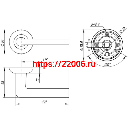 Ручка Punto (Пунто) раздельная R.TL54.REX (REX TL) 140mm SN/CP-3 матовый никель/хром фото 2