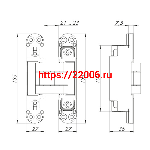 Петля Armadillo (Армадилло) скрытой установки U3D7800.VPG BL черный TECH фото 4