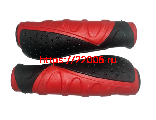 Грипсы для велосипеда 130мм, резина, с двумя грипстопами, с заглушками (красные) (H-G119) фото 3