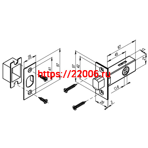 Задвижка Punto (Пунто) врезная METDB-45 (DB-45) CP хром фото 2